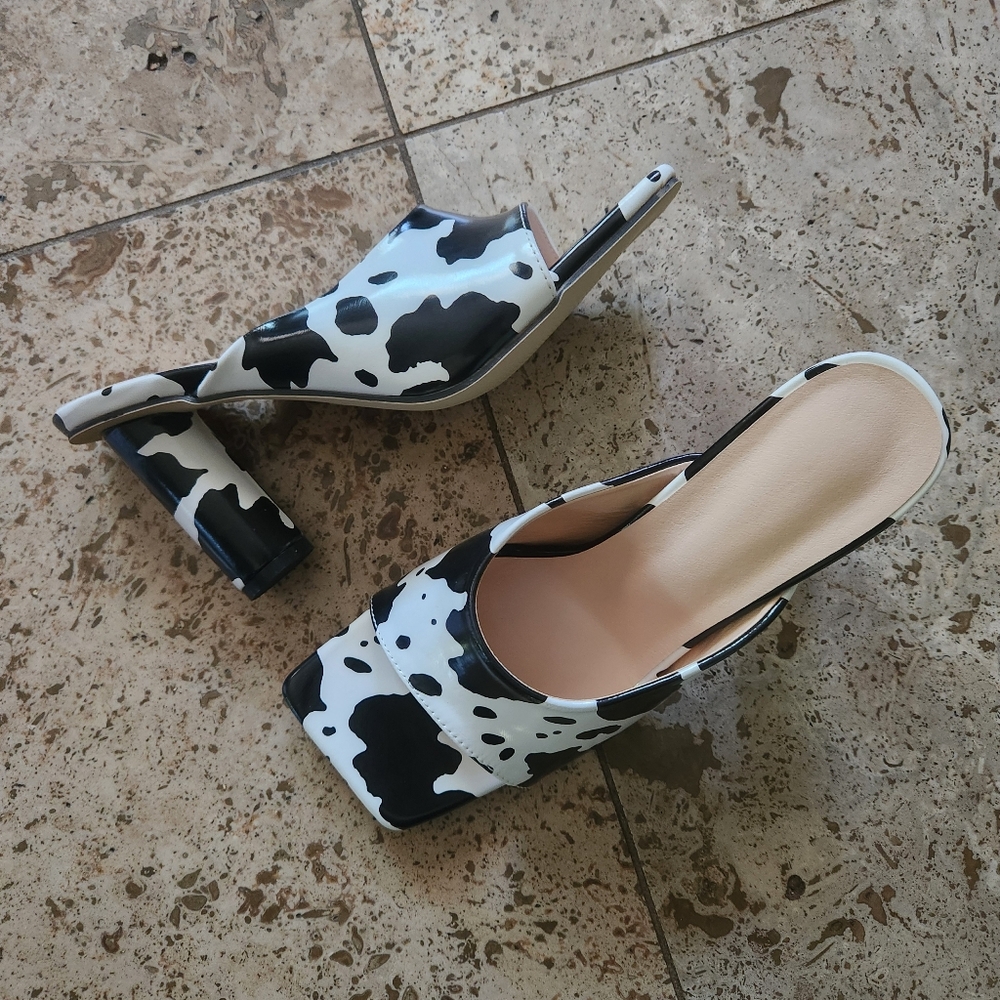 Chunky Cow Print Heels